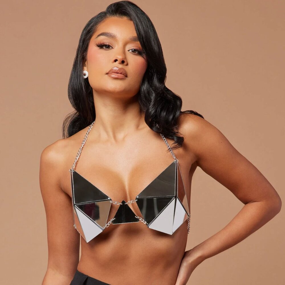 Trista Mirror Bralette - Silver